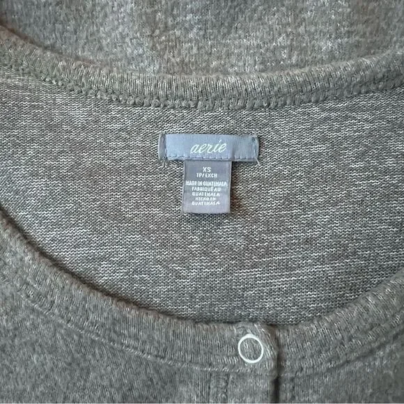 Aerie Green Soft Cozy Scoop Neck Henley Mini Dress - Picture 7 of 8